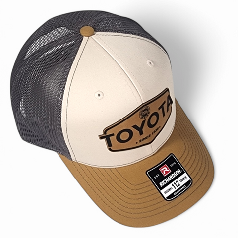 Toyota TEQ Laser Engraved Vintage Style Leatherette Patch Trucker Hat Cap