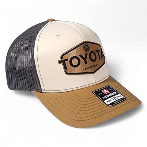 Toyota TEQ Laser Engraved Vintage Style Leatherette Patch Trucker Hat Cap