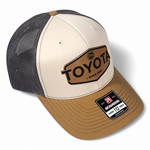 Toyota TEQ Laser Engraved Vintage Style Leatherette Patch Trucker Hat Cap