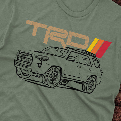Toyota 4Runner TRD Topographic Lines Heritage Vintage Stripes t-shirt