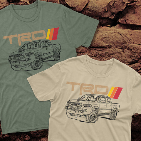 Toyota Tacoma TRD Topographic Lines Heritage Vintage Stripes t-shirt