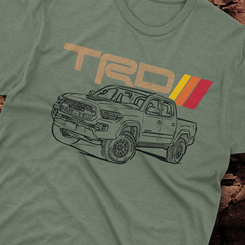 Toyota Tacoma TRD Topographic Lines Heritage Vintage Stripes t-shirt
