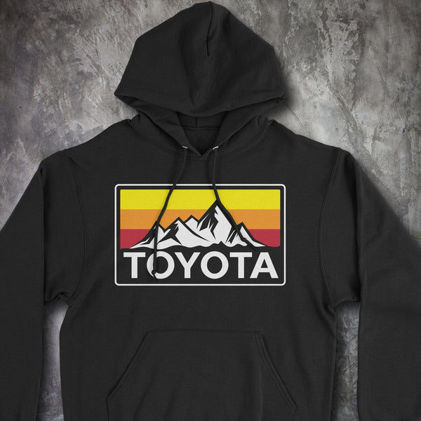Vintage Style Toyota Mountains Heritage Stripes Hoodie