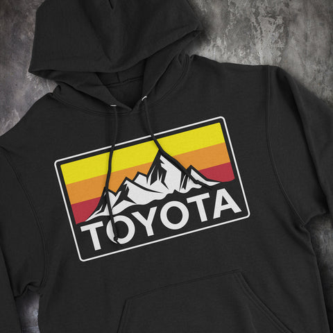 Vintage Style Toyota Mountains Heritage Stripes Hoodie