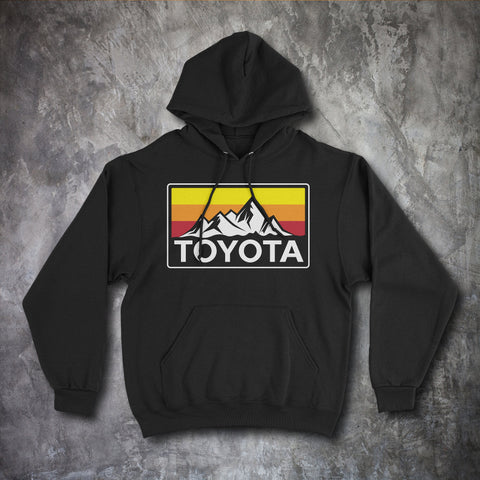 Vintage Style Toyota Mountains Heritage Stripes Hoodie