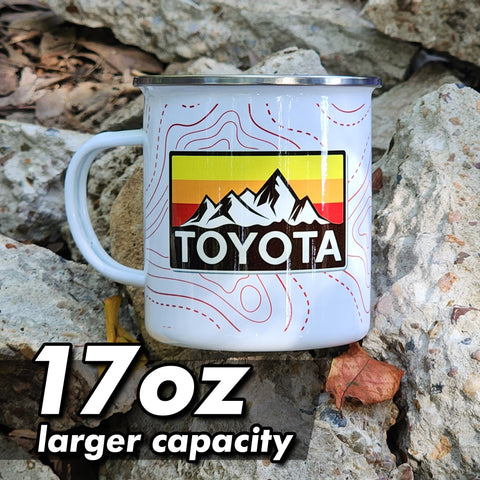 17oz Toyota Mountains Heritage Logo Stripes Camping Coffee Mug with Topo Lines