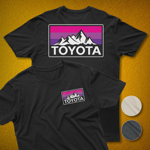 Ladies Edition! Vintage Style Toyota Mountains Logo Heritage Stripes t-shirt