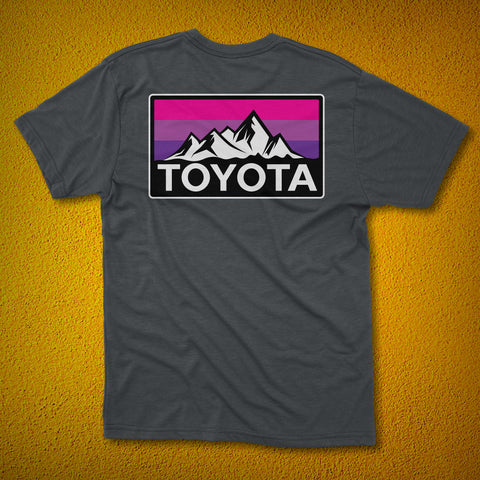 Ladies Edition! Vintage Style Toyota Mountains Logo Heritage Stripes t-shirt