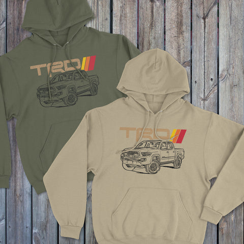 Toyota Tacoma TRD Topographic Lines Heritage Vintage Stripes Hoodie Hooded Sweater Sweatshirt
