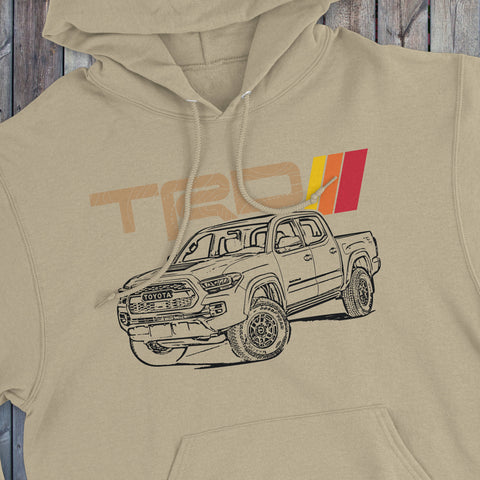 Toyota Tacoma TRD Topographic Lines Heritage Vintage Stripes Hoodie Hooded Sweater Sweatshirt
