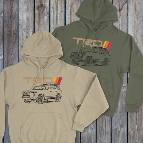 Toyota 4Runner TRD Topographic Lines Heritage Vintage Stripes Hoodie Hooded Sweater Sweatshirt