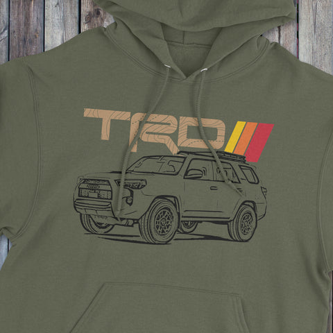 Toyota 4Runner TRD Topographic Lines Heritage Vintage Stripes Hoodie Hooded Sweater Sweatshirt