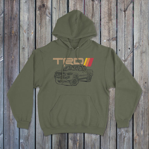 Toyota Tacoma TRD Topographic Lines Heritage Vintage Stripes Hoodie Hooded Sweater Sweatshirt