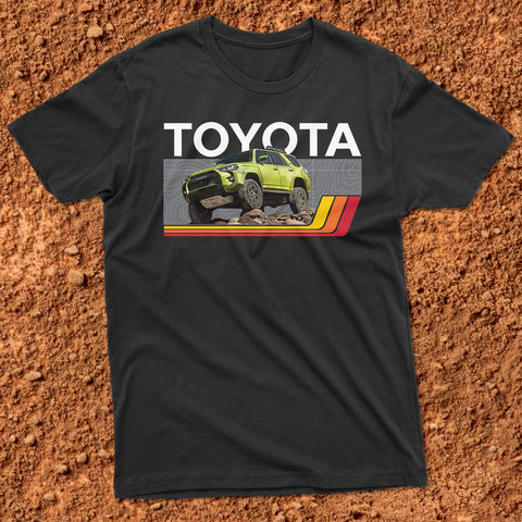 Toyota 4Runner TRD Topographic Lines Map Classic Stripes Lime Rush Edition! t-shirt