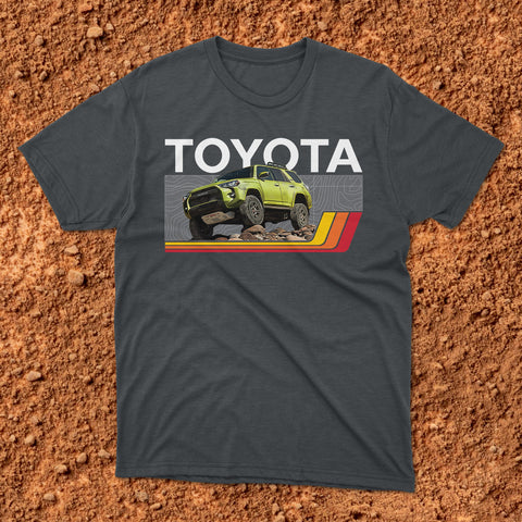 Toyota 4Runner TRD Topographic Lines Map Classic Stripes Lime Rush Edition! t-shirt