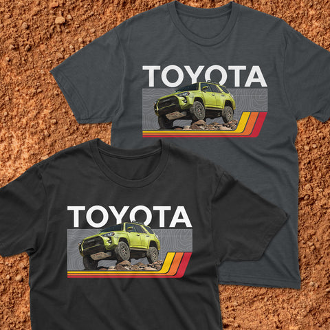 Toyota 4Runner TRD Topographic Lines Map Classic Stripes Lime Rush Edition! t-shirt