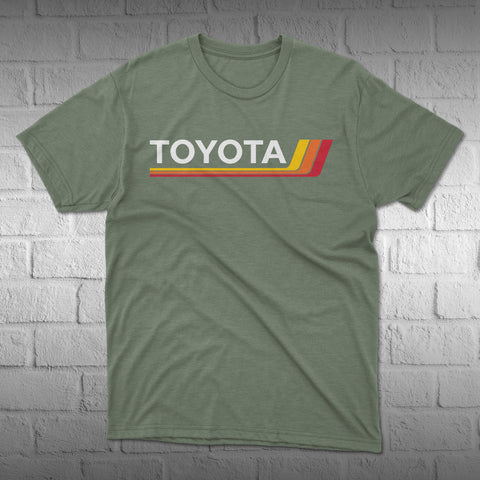 Toyota T-Shirt – Classic Heritage Stripes Logo – 4Runner, Tacoma, Tundra, Land Cruiser, FJ40