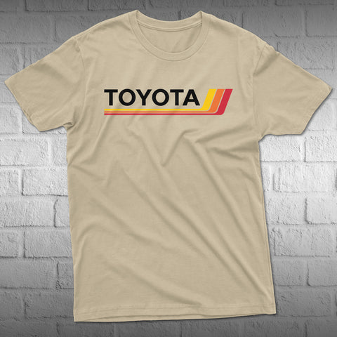 Toyota T-Shirt – Classic Heritage Stripes Logo – 4Runner, Tacoma, Tundra, Land Cruiser, FJ40