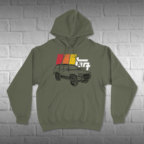 Toyota 4Runner 2ND Generation TEQ Cracked Terrain Heritage Vintage Stripes Hoodie Hooded Sweater Sweatshirt 2ND Gen