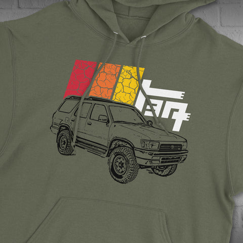 Toyota 4Runner 2ND Generation TEQ Cracked Terrain Heritage Vintage Stripes Hoodie Hooded Sweater Sweatshirt 2ND Gen