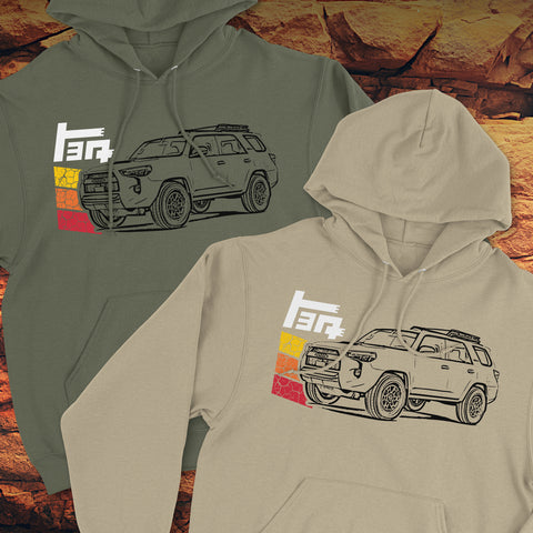 Toyota 4Runner TEQ Cracked Terrain Heritage Vintage Stripes Lines Hoodie Hooded Sweater Sweatshirt