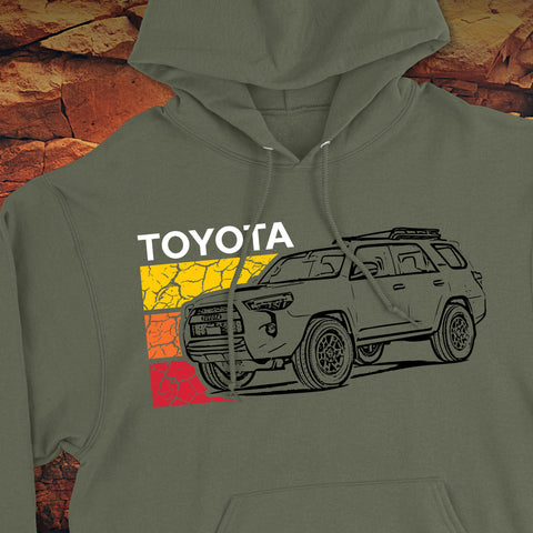 Toyota 4Runner Cracked Terrain Heritage Vintage Stripes Lines Hoodie Hooded Sweater Sweatshirt