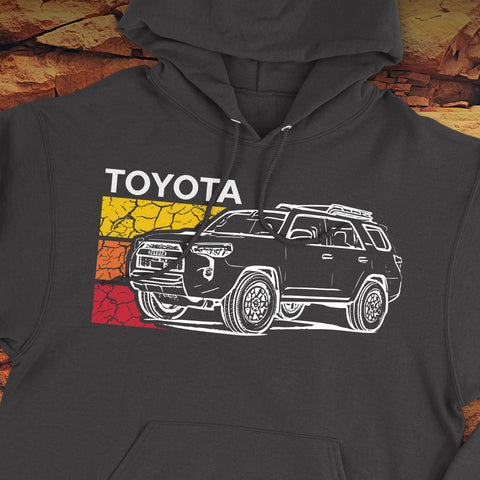 Toyota 4Runner Cracked Terrain Heritage Vintage Stripes Lines Hoodie Hooded Sweater Sweatshirt