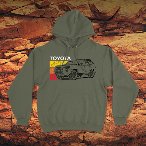 Toyota 4Runner Cracked Terrain Heritage Vintage Stripes Lines Hoodie Hooded Sweater Sweatshirt
