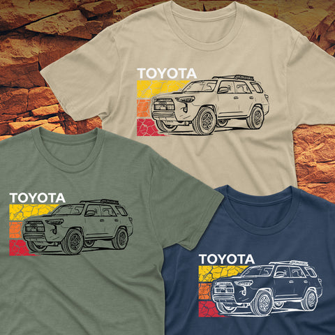 Toyota 4Runner Cracked Terrain Heritage Vintage Stripes Lines t-shirt