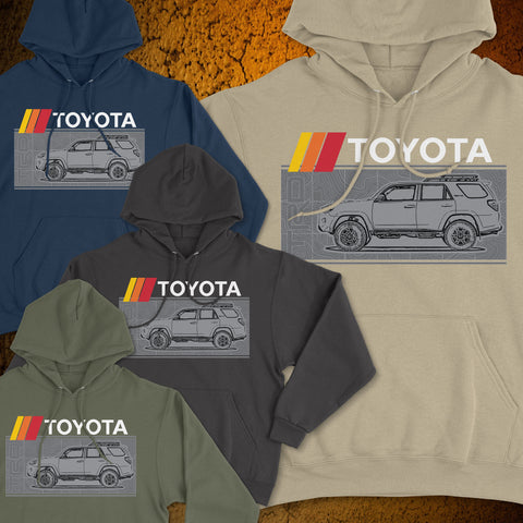 Toyota 4Runner TRD Topographic Map Heritage Vintage Stripes Lines Hoodie Hooded Sweater Sweatshirt