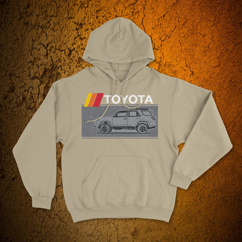Toyota 4Runner TRD Topographic Map Heritage Vintage Stripes Lines Hoodie Hooded Sweater Sweatshirt