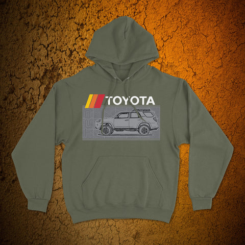 Toyota 4Runner TRD Topographic Map Heritage Vintage Stripes Lines Hoodie Hooded Sweater Sweatshirt