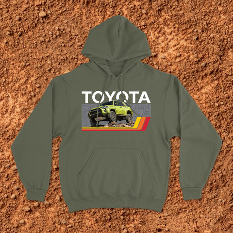 Toyota 4Runner TRD Topographic Lines Map Classic Stripes Lime Rush Edition! Hoodie Hooded Sweater Sweatshirt