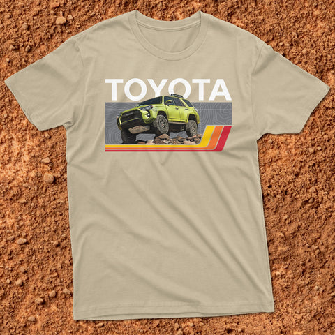 Toyota 4Runner TRD Topographic Lines Map Classic Stripes Lime Rush Edition! t-shirt