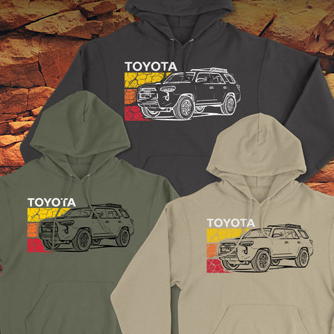 Toyota 4Runner Cracked Terrain Heritage Vintage Stripes Lines Hoodie Hooded Sweater Sweatshirt