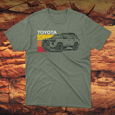 Toyota 4Runner Cracked Terrain Heritage Vintage Stripes Lines t-shirt