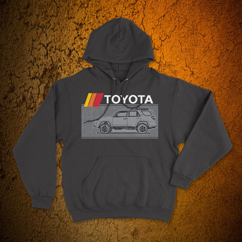 Toyota 4Runner TRD Topographic Map Heritage Vintage Stripes Lines Hoodie Hooded Sweater Sweatshirt