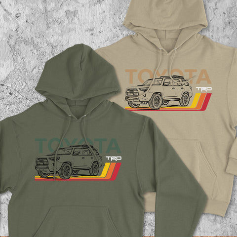 Toyota 4Runner TRD Classic Stripes Lines Heritage Vintage Hoodie Hooded Sweater Sweatshirt