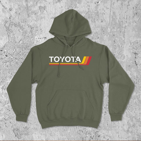 Toyota Classic Heritage Stripes Logo Hoodie Hooded Sweater Sweatshirt 4Runner Tacoma Tundra Supra 86