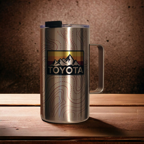 Toyota Mountains Heritage Logo Stripes Insulated Coffee Mug Tumbler with Lid