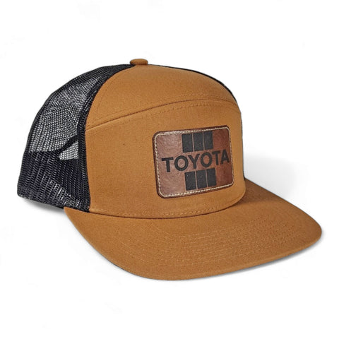 Vintage Style Toyota Laser Engraved Leatherette Patch Trucker Hat Cap