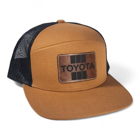 Vintage Style Toyota Laser Engraved Leatherette Patch Trucker Hat Cap