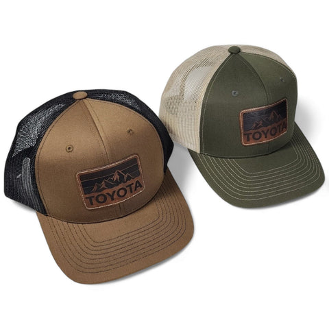 Toyota Mountains Laser Engraved Vintage Style Leatherette Patch Trucker Hat Cap