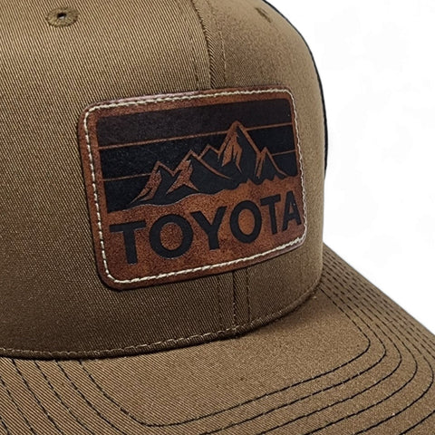 Toyota Mountains Laser Engraved Vintage Style Leatherette Patch Trucker Hat Cap