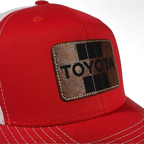 Toyota Laser Engraved Leatherette Patch Trucker Hat Cap