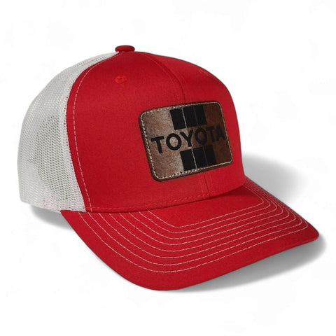 Toyota Laser Engraved Leatherette Patch Trucker Hat Cap