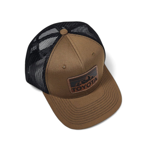 Toyota Mountains Laser Engraved Vintage Style Leatherette Patch Trucker Hat Cap