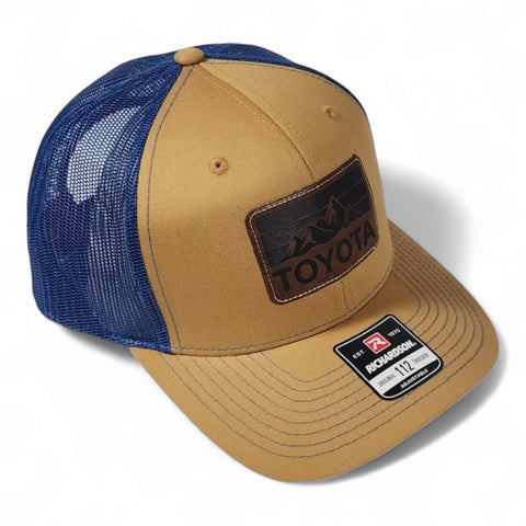 Toyota Mountains Laser Engraved Vintage Style Leatherette Patch Richardson Trucker Hat Cap