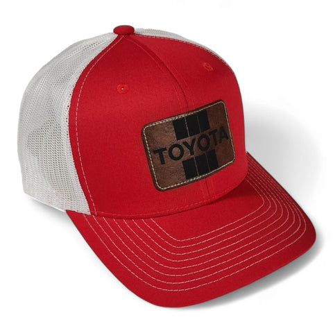 Toyota Laser Engraved Leatherette Patch Trucker Hat Cap