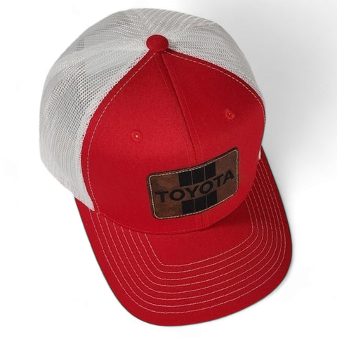 Toyota Laser Engraved Leatherette Patch Trucker Hat Cap